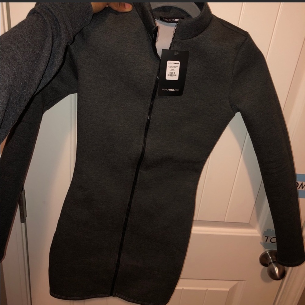Dark gray zip up dress